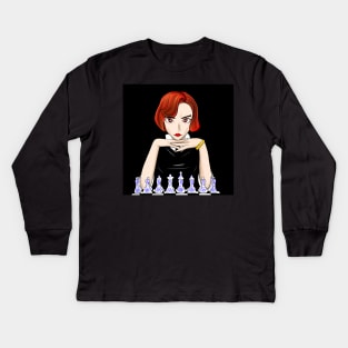 Beth the queen’s gambit in chessmaster Beth harmon in black Kids Long Sleeve T-Shirt